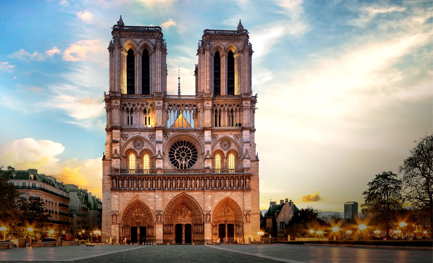 The exterior of Notre-dame de Paris